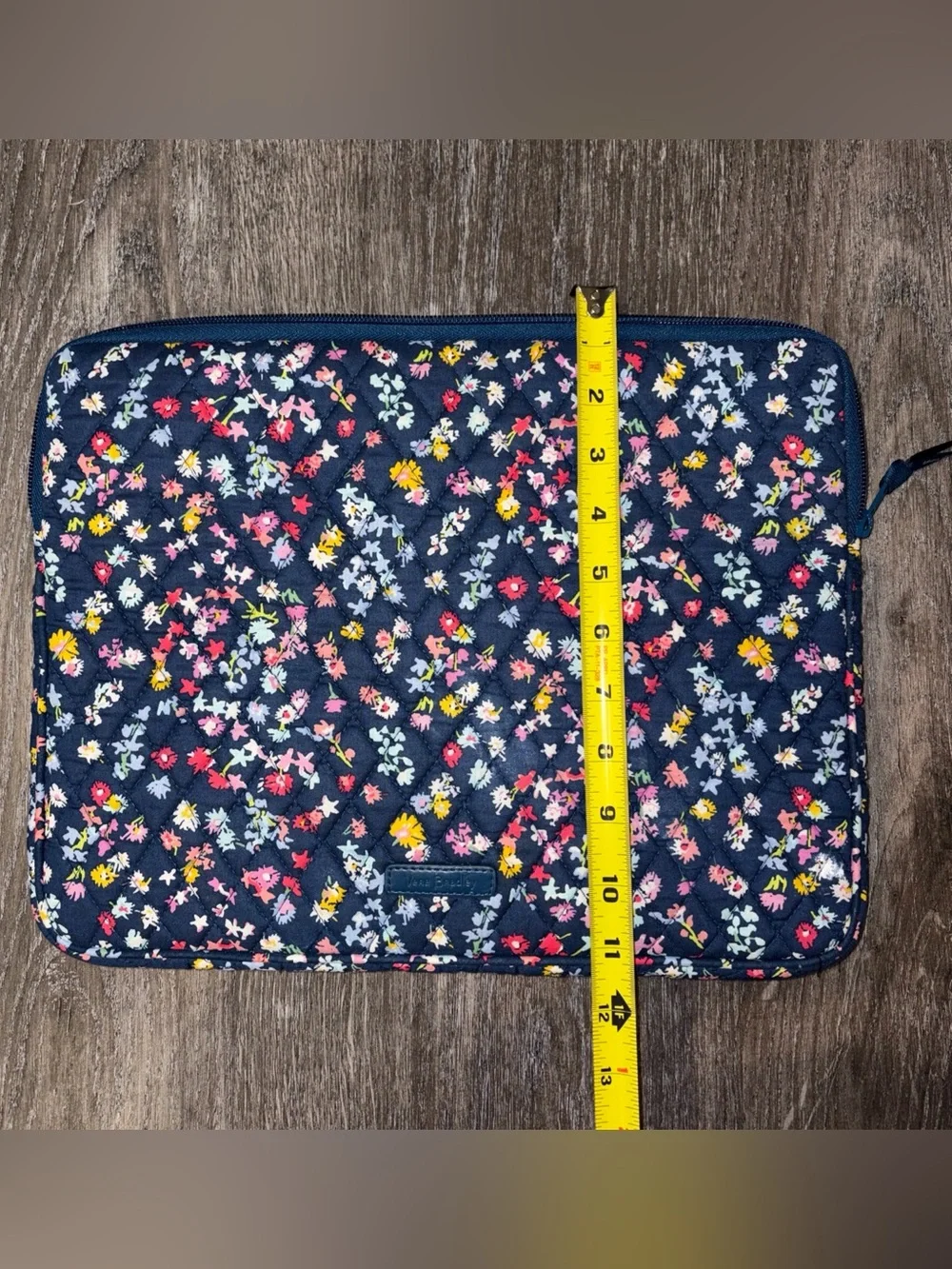 Vera Bradley Navy Quilted Floral Laptop Sleeve with Multicolor Blossoms